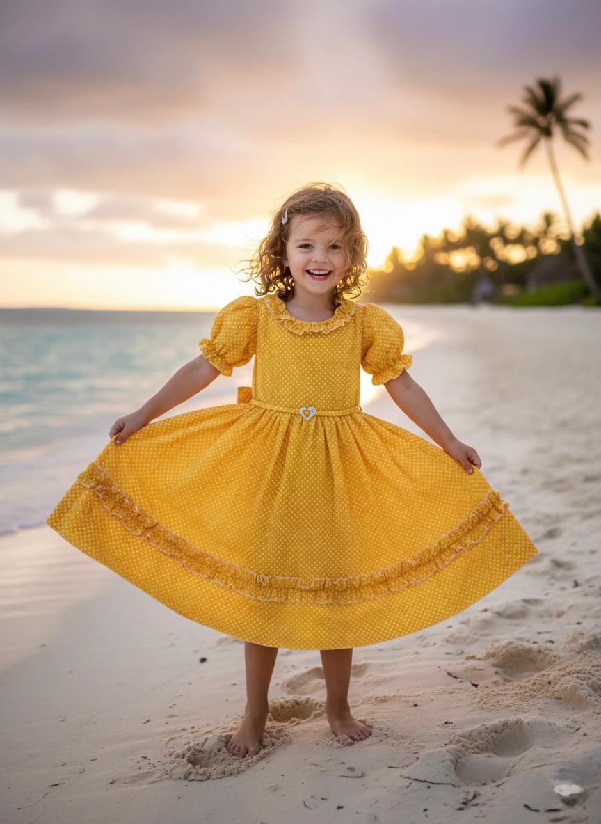 Vintage Charm Yellow Cotton Girl Dress