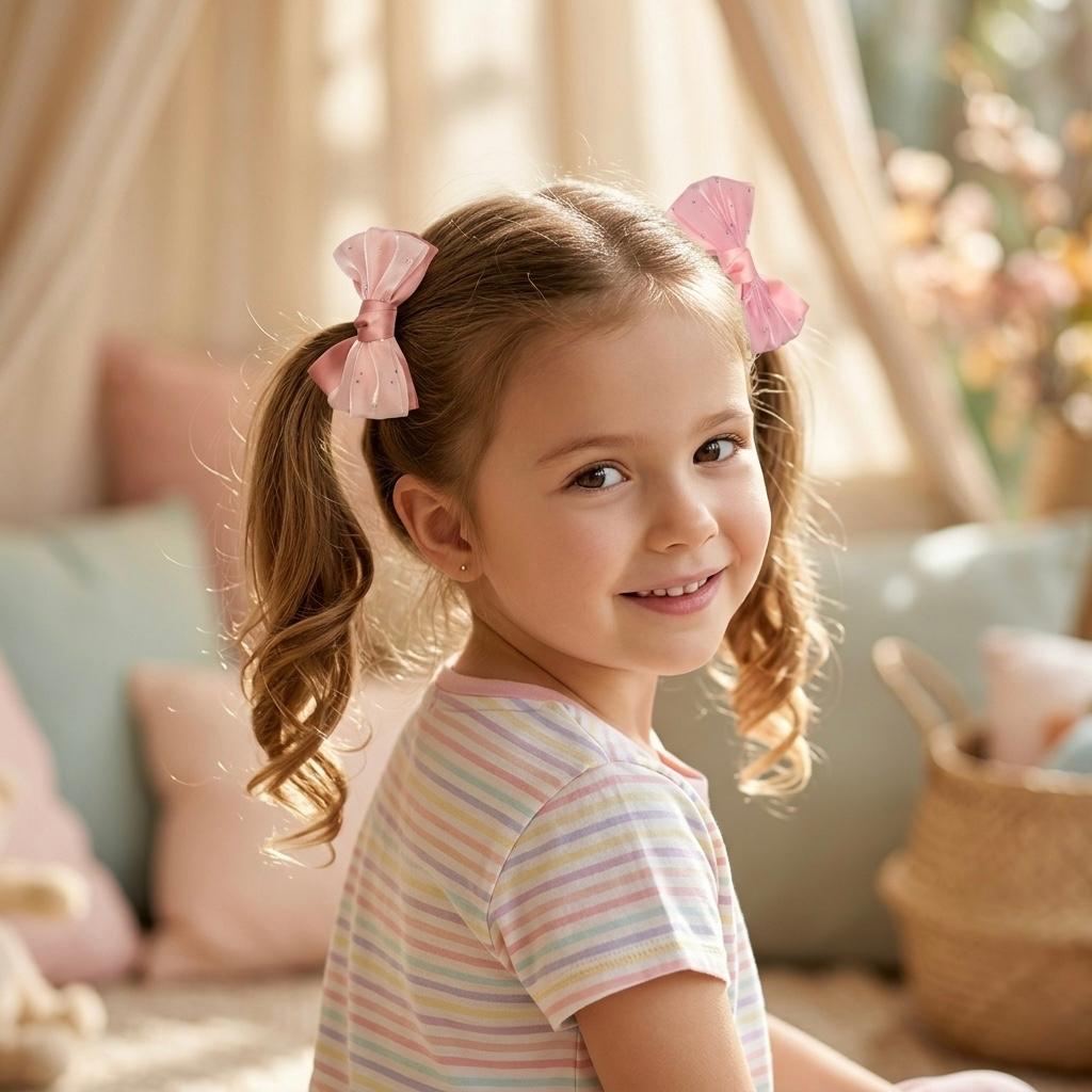 Elegant Girls' 2-Piece Bow Hair Clip Set – 100% Quality Fabric Bows