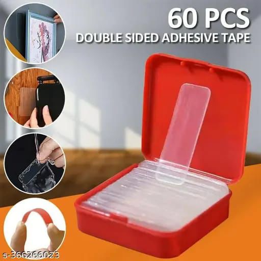 60 Pcs Multifunctional Transparent Double-Sided Adhesive Tape Strips