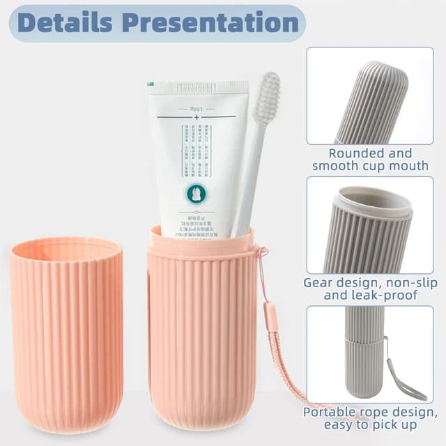 Portable Travel Toothbrush Storage Case & Mouthwash Cups