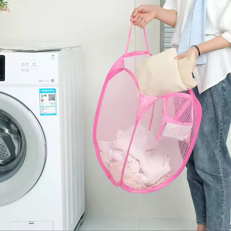 Foldable Mesh Laundry Hamper – Pop-Up Clothes Basket